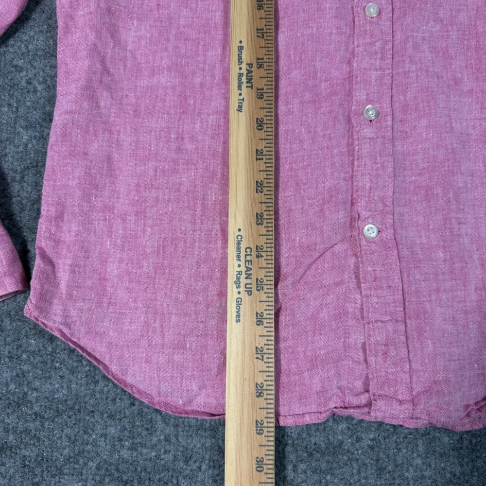 Banana Republic Shirt Camden Standard Fit Mens M Pink 100% Linen Long Sleeve EUC